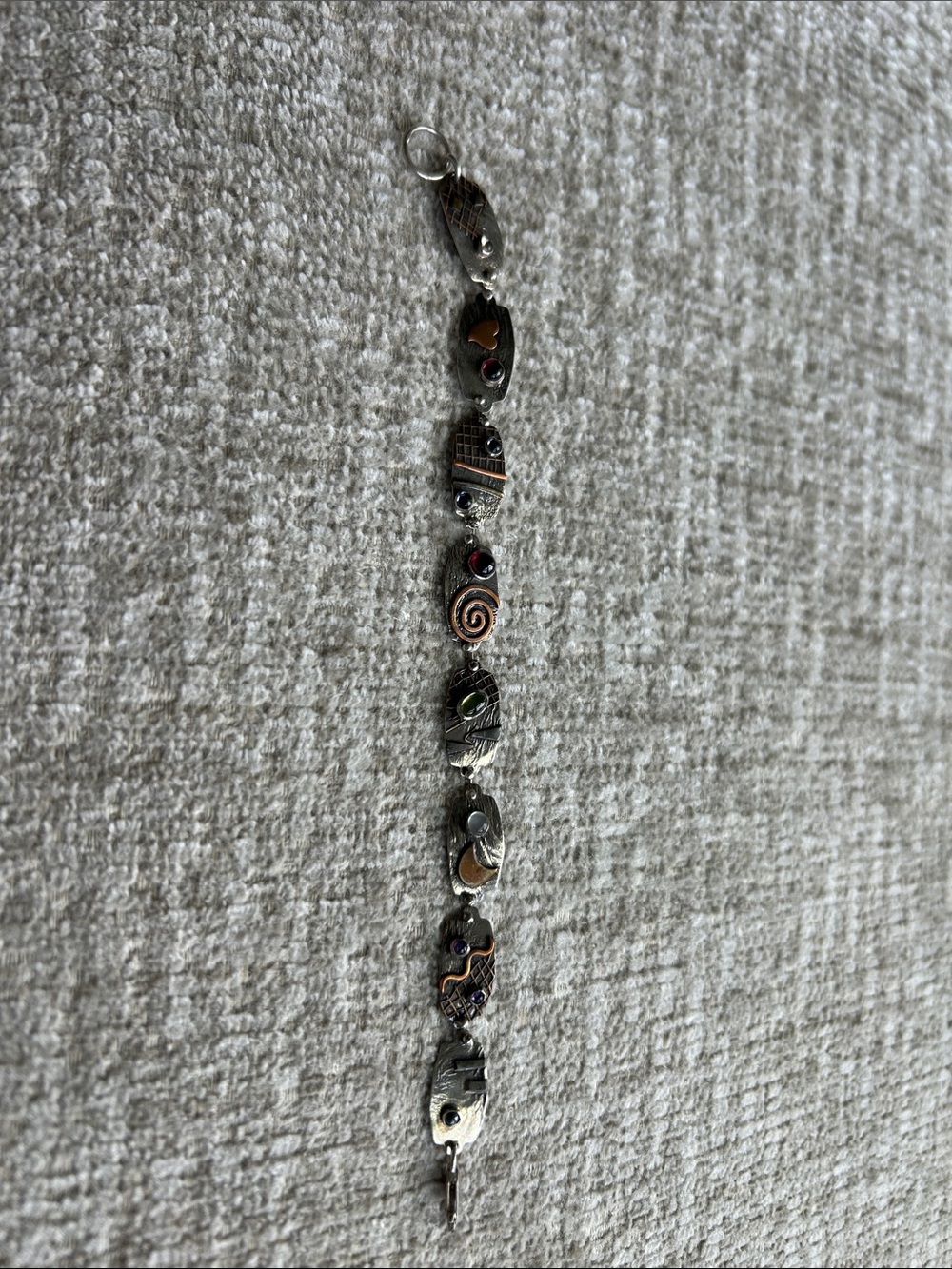 Mixed Silver and Copper Decorative Link Bracelet - Women